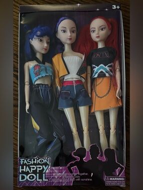 Fashion Happy Demon Hunter Trio Dolls — Blue, Purple, Orange Hair